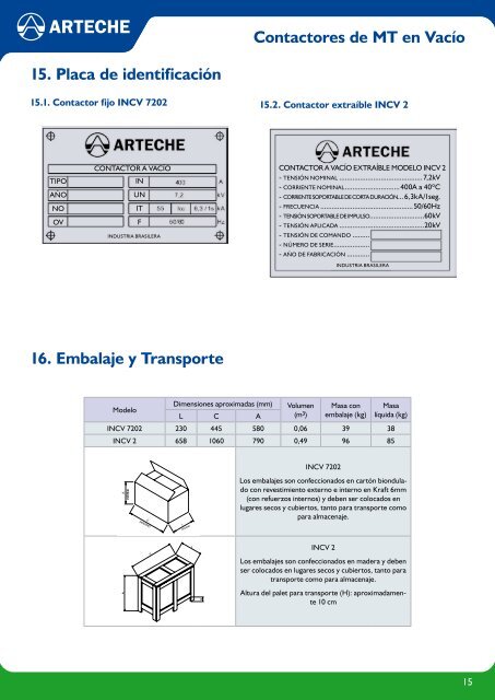 modelo INCV2 Contactores de MT en VacÃƒÂ­o - Mercado-ideal