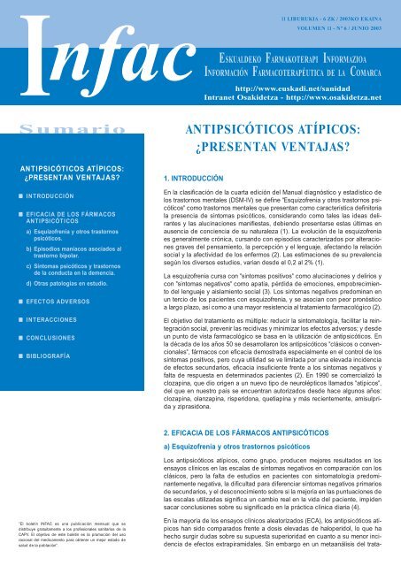 NÂº 6 AntipsicÃ³ticos AtÃ­picos: Â¿Presentan Ventajas? - Euskadi.net