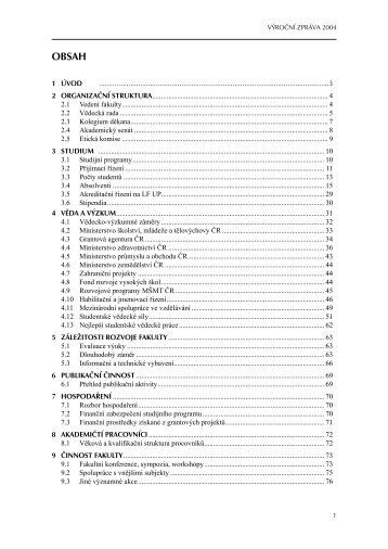 Vyrocni zprava LF 2004.indd - Univerzita PalackÃ©ho v Olomouci