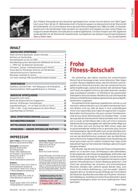 Frohe Fitness-Botschaft - Badischer Sportbund Nord eV