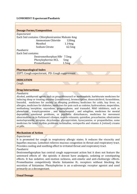 Lomohist Expt Lomus Pharmaceuticals Pvt Ltd