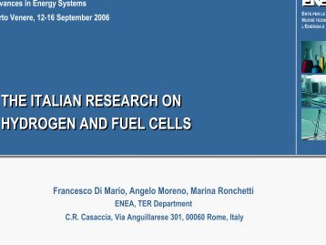 THE ITALIAN RESEARCH ON HYDROGEN AND FUEL CELLS THE ...