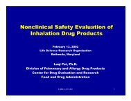 Nonclinical Safety Evaluation of Inhalation Drug Products