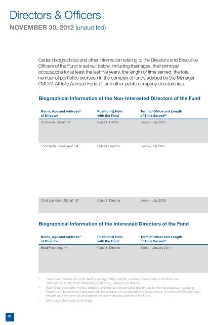 macquarie global infrastructure total return fund annual report 2012