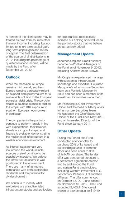 macquarie global infrastructure total return fund annual report 2012