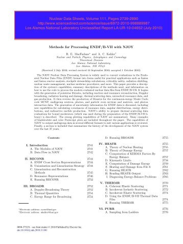 Methods for Processing ENDF/B-VII with NJOY - T-2 - Los Alamos ...