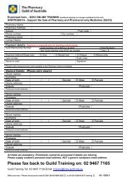 S2S3 Enrolment Form - Pharmacy Guild of Australia