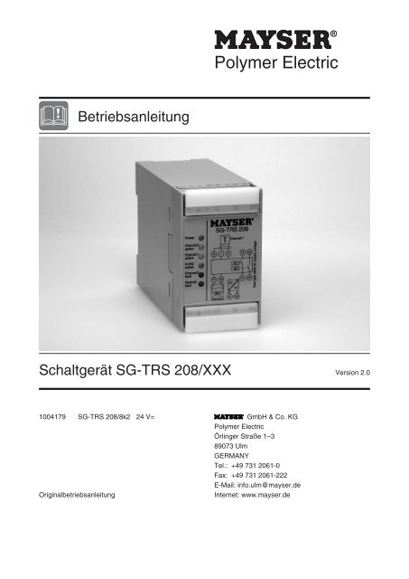 SG-TRS 208/XXX - Mayser Sicherheitstechnik