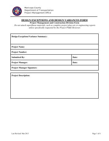 design exceptions and design variances form - Maricopa County ...