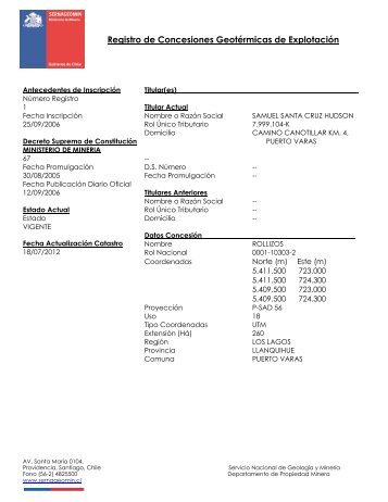 Registro de Concesiones Geotérmicas de Explotación - Sernageomin