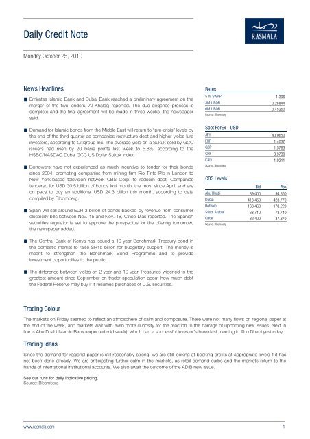 Daily Credit Note - Rasmala Investment Bank