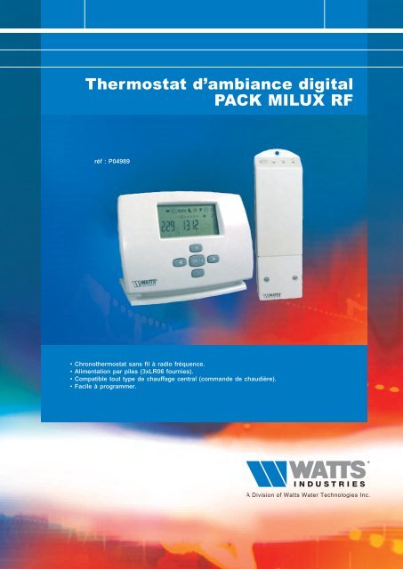 Thermostat d'ambiance digital PACK MILUX RF - Watts Industries