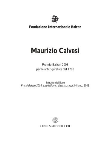 Maurizio Calvesi - Fondazione Internazionale Premio Balzan