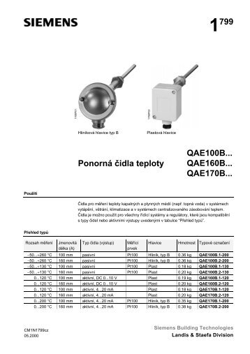 1799 PonornÃ¡ Ã¾idla teploty QAE100B... QAE160B... QAE170B...
