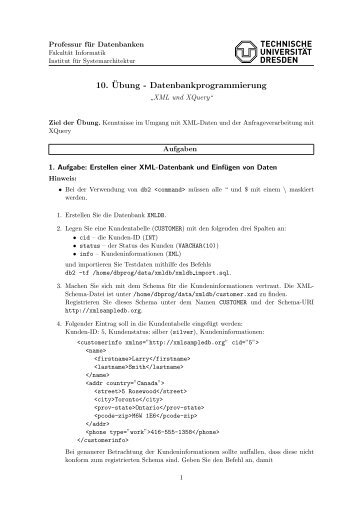 10. Â¨Ubung - Datenbankprogrammierung - Datenbanken