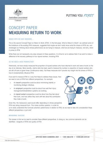 Measuring Return to Work concept paper [PDF,81KB] - Comcare