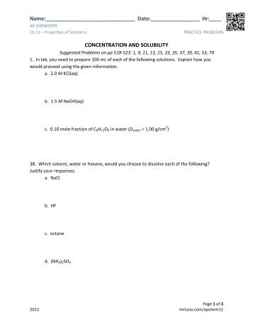 Ch 11 Practice Problems - AP Chemistry