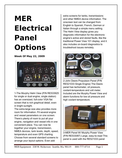 MER Electrical Panel Options - Eporia