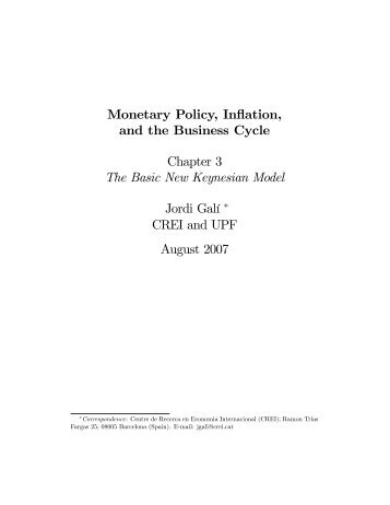 Chapter 3 The Basic New Keynesian Model - Cornell University ...