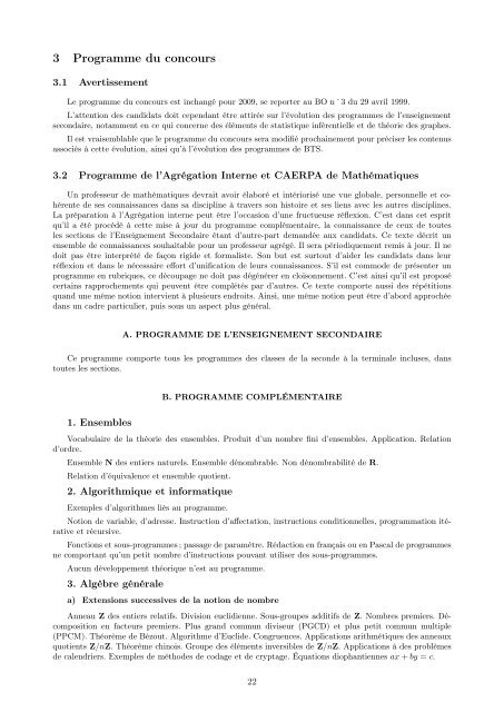 Rapport sur l'agrÃƒÂ©gation interne et le CAERPA de mathÃƒÂ©matiques ...