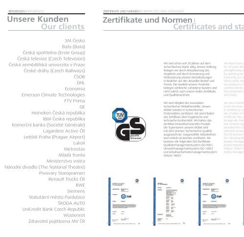 Zertifikate und Normen Certificates and Standards ... - miasoc.cz