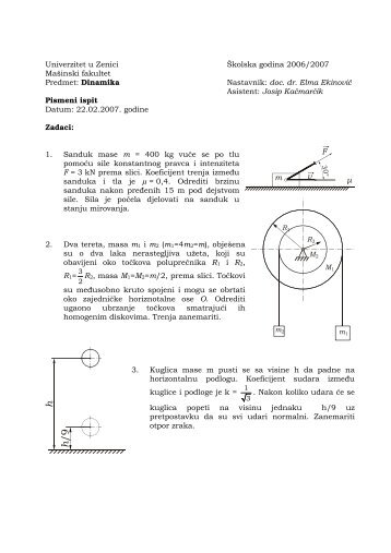 ispit i - MaÅ¡inski fakultet u Zenici - Univerzitet u Zenici