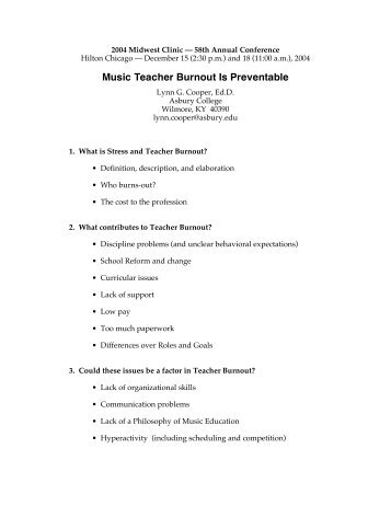 Music Teacher Burnout Is Preventable - The Midwest Clinic