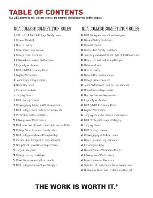 nca & nda competition rule book for college teams - National ...