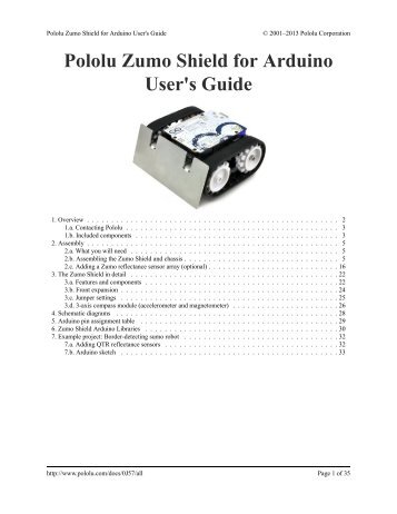 Pololu Zumo Shield for Arduino User's Guide - Robot MarketPlace