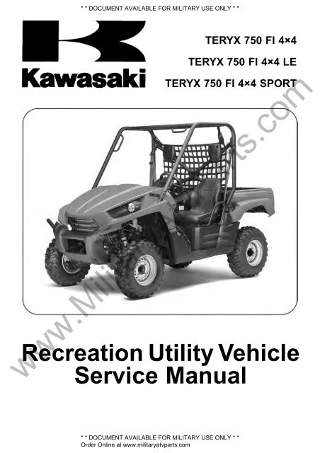 2010 Kawasaki Teryx Krf750raf Service Military Atv Parts
