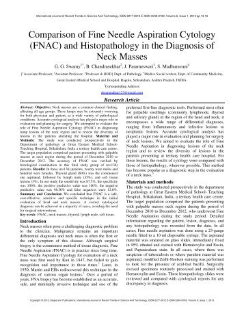 Comparison of Fine Needle Aspiration Cytology (FNAC ... - Statperson