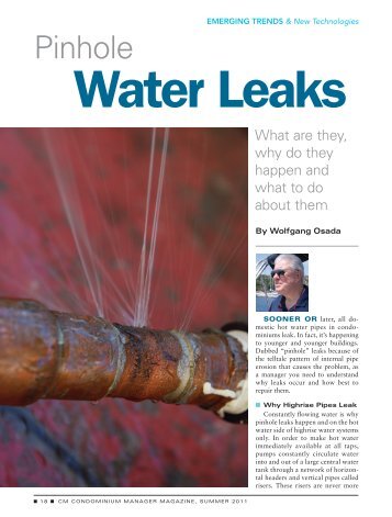 Water Leaks - Association of Condominium Managers of Ontario