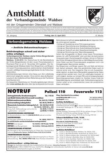 Kalenderwoche 15 - Verbandsgemeinde Waldsee