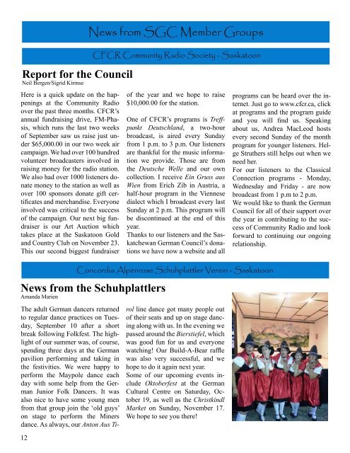 Der Rundbrief des Saskatchewan German Councils.