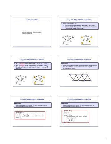 Teoria dos Grafos Conjunto Independente de VÃƒÂ©rtices Conjunto ...