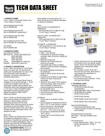 n Seal Low Density Spray Foam Kit Technical Data Sheet ... - Bibca