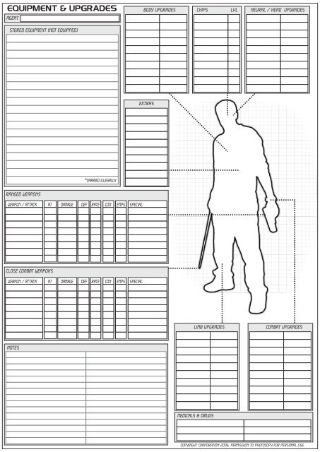 Character Sheet - CORPORATION RPG