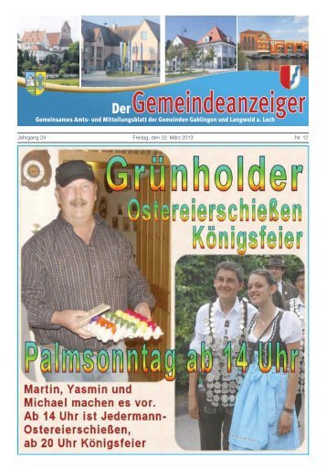 Jahrgang 24 Freitag, den 22. MÃ¤rz 2013 Nr. 12 - Langweid am Lech