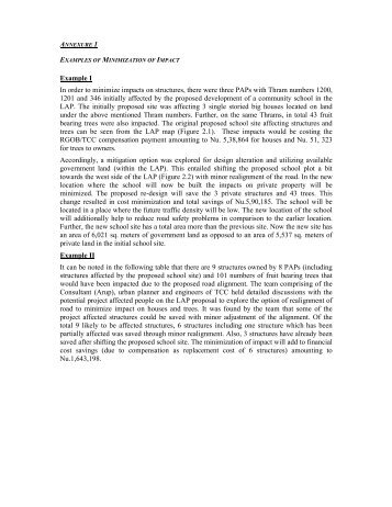 Annexure: Resettlement Action Plan - Ministry of Works and Human ...