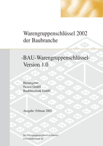 Warengruppenschlüssel 2002 der Baubranche -BAU - BauDatenbank