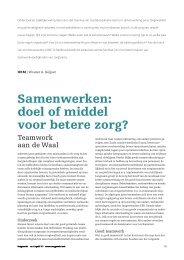 Samenwerken: doel of middel voor betere zorg? - Zorgmarkt