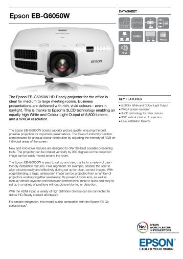Epson EB-G6050W pdf brochure - Projectors from ProjectorPoint