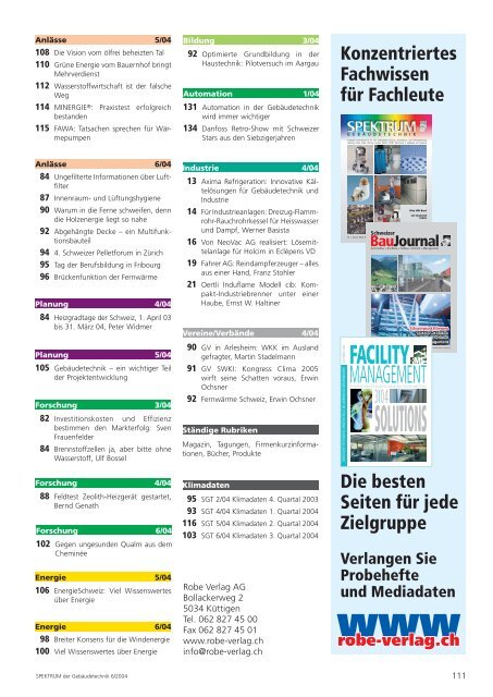 Jahresinhaltsverzeichnis SGT 2004 (PDF) - Robe Verlag