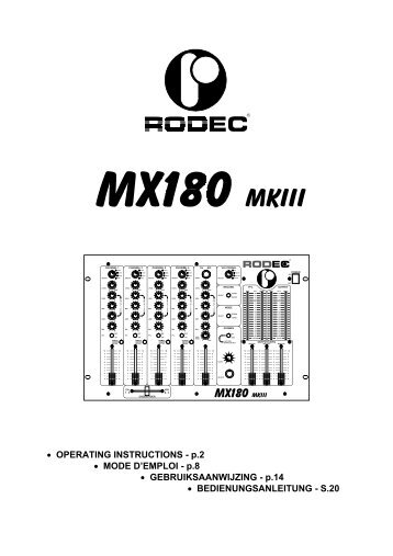 Rodec MX 180 Original Bedienungsanleitung - Multimedia-Fabrik