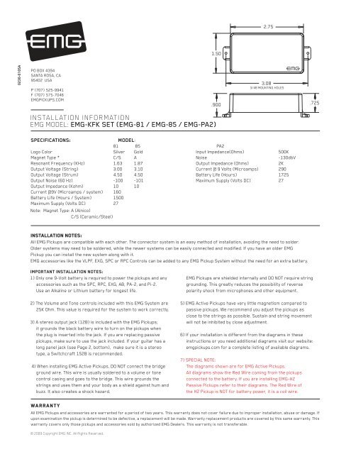 0230-0105A KFK Set Instructions.ai - EMG Pickups