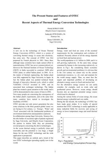 The Present Status and Features of OTEC and Recent Aspects of ...