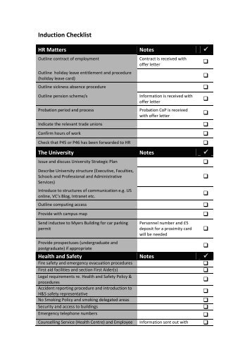 Induction Checklist