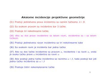 Aksiome incidencije projektivne geometrije - Alas