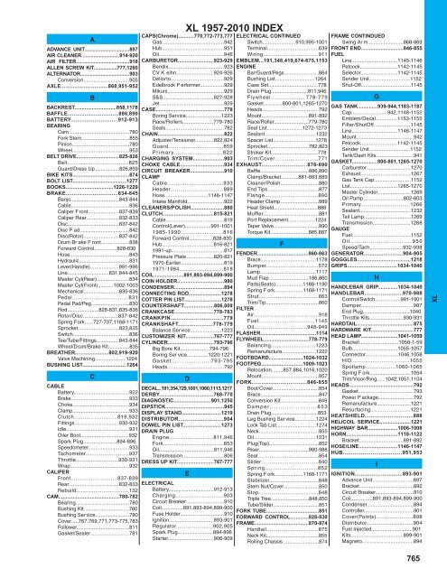 XL 1957-2010 INDEX - Narley Choppers