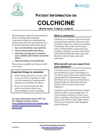 COLCHICINE - Australian Rheumatology Association